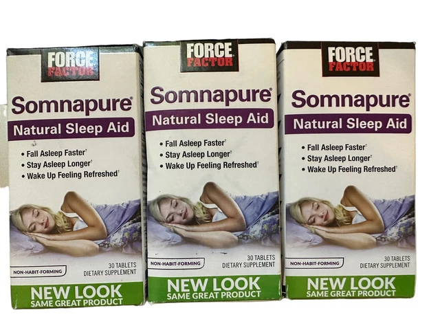 Ayuda natural para dormir Force Factor Somnapure 30 tabletas cada lote de 3