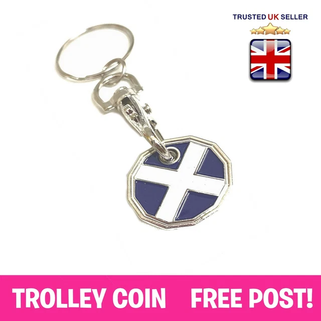 TROLLEY NEW 1 Pound Coin Token Locker Fob Keyring Key Ring Scotland Scot Flag 1.49 PicClick UK