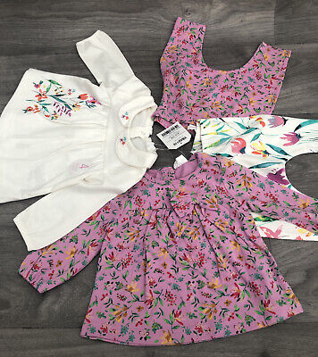 BNWT Next Baby Girl Top & Leggings Set 4 Piece Floral Pink Up To 1 Month