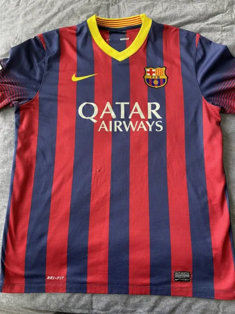Messi FC Barcelona 2013-2014 Official Home Jersey Shirt Kit Nike Size Large
