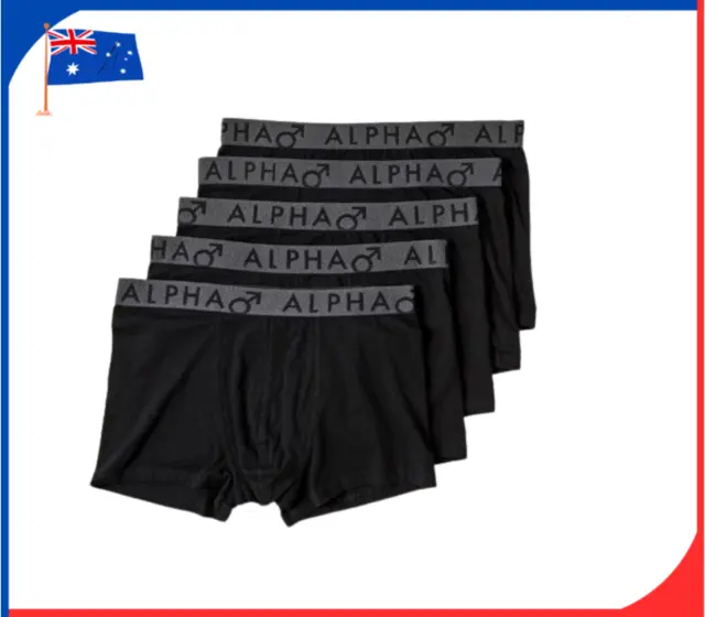 ALPHA MENS PREMIUM Cotton Waistband Trunks 5 Pack Underwear Black Sizes  S-3XL $38.99 - PicClick AU