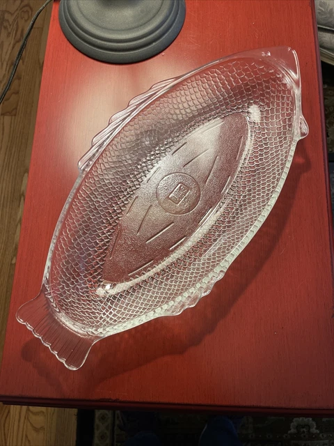Vintage Clear Glass 18” Fish Dish Glasbake J141 4141 USA