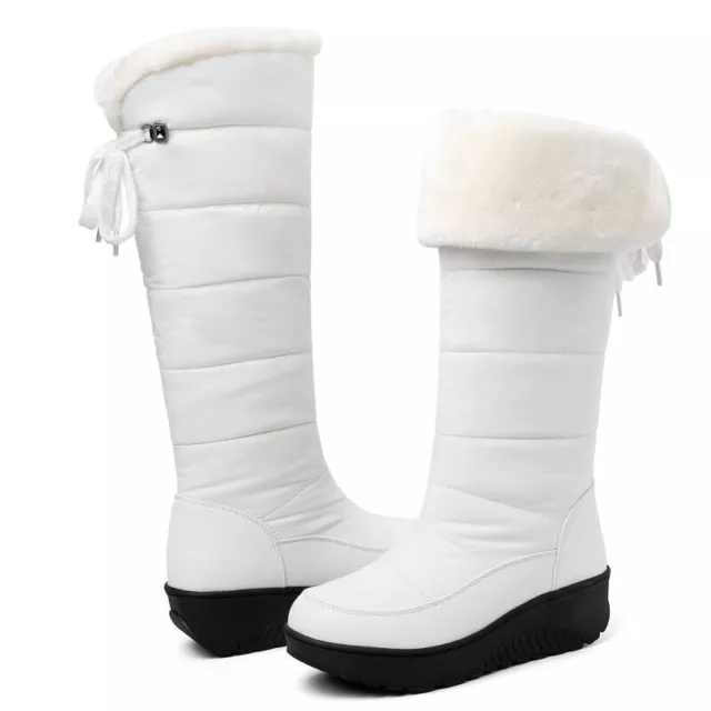 Botas de Nieve Impermeables Para Mujer Zapatos Cálidos De Sudadera Hasta La Rodilla