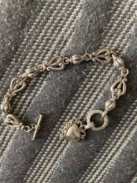 Heart charm bracelet stainless steel 8” Toggle Clasp Pre-owned