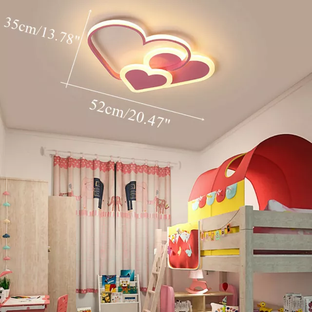 Modern LED Dimmable Chandelier Heart Ceiling Lamp Kid Room Pendant Light Decor