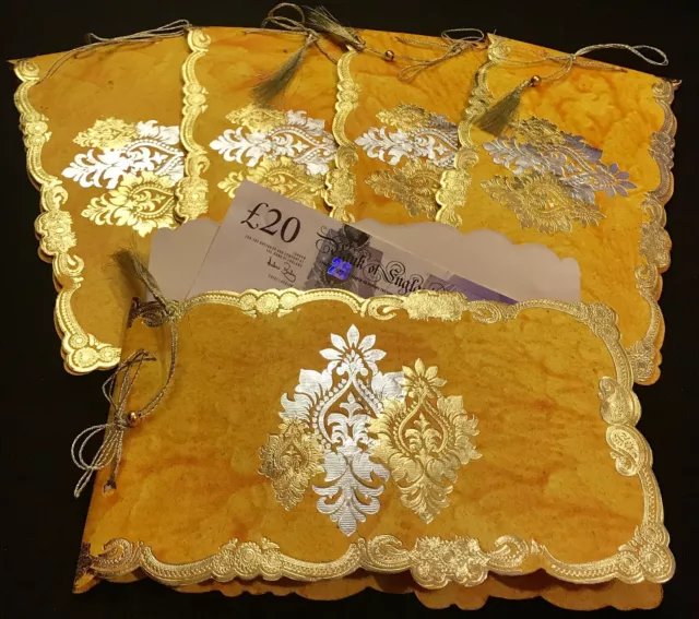 Royal Vintage YELLOW Wedding Invites Money Gift Envelopes Salami Shagun Wallets