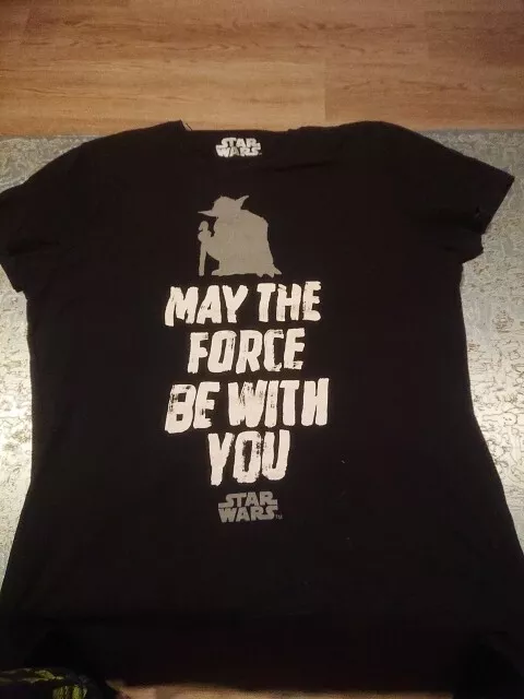 Star Wars T-Shirt Gr.XL schwarz Joda "May The Force Bei With You"