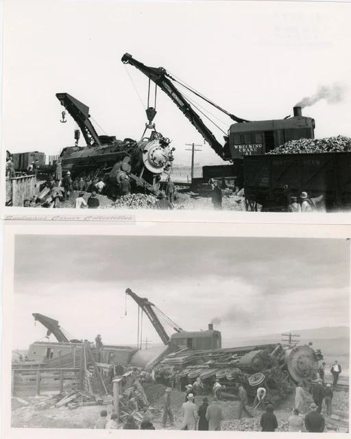 Excellent Vintage Northern Pacific Railroad Photos Train Wreck Galen MT 1936