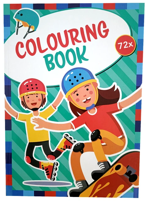 Kinder Ausmalbuch 72 Ausmal Bilder Sport Malen Zeichnen bunte Farben malen NEU