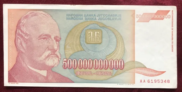 Jugoslawien ( Yugoslavia ) 500 Milliarden ( 500 Billion ) Dinar von 1993