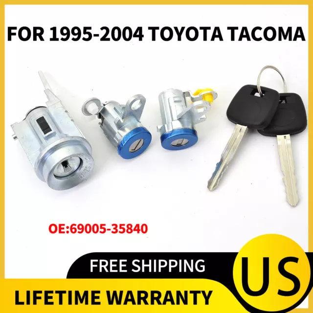 Door Lock Key Ignition Lock Cylinder Set For 95-04 Toyota Tacoma Matched 2 Keys