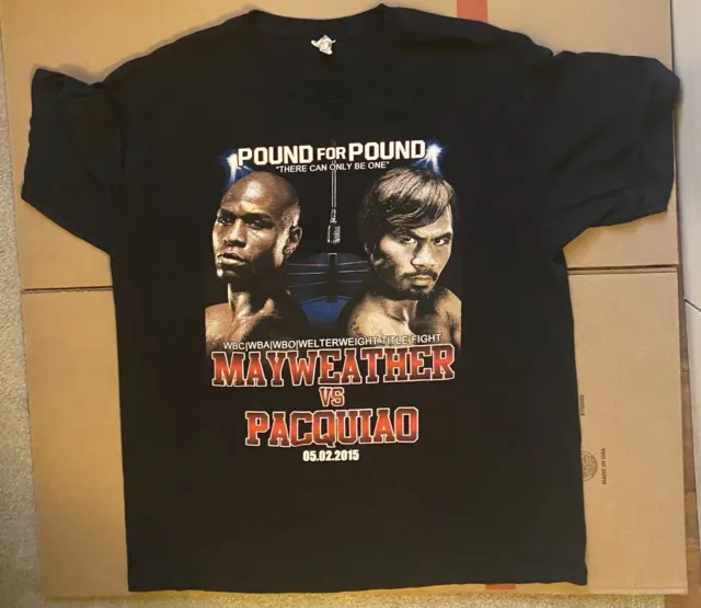 Mayweather vs Pacquiao T-Shirt XL 2015 AAA  Alstyle Boxing Black