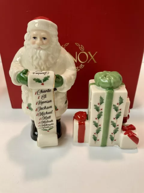 Lenox Holiday Santa's List Salt & Pepper Shaker Set 4.25”