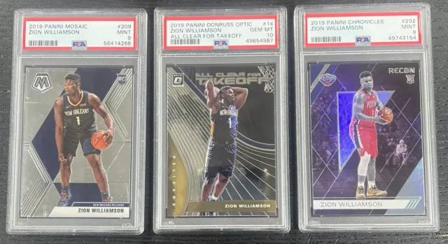 Zion Williamson 2019-20 Mosaic  Optic Chronicles PSA graded RC Rookie
