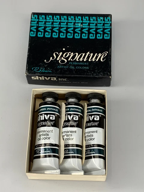 (3) Pintura al óleo verde viridiana vintage Shiva Signatures 1,25 oz. Tubos