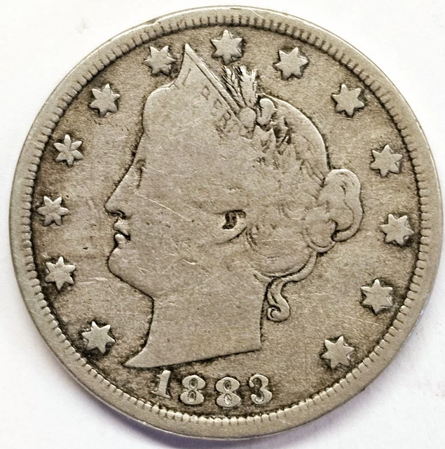 1883 NC No Cents Liberty Head V Nickel  VG free shipping