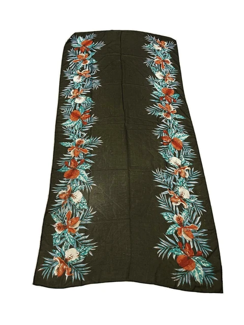 Collection XIIX Eighteen Tropical  Wrap Scarf Black Multi Color Size 36 X 72 /