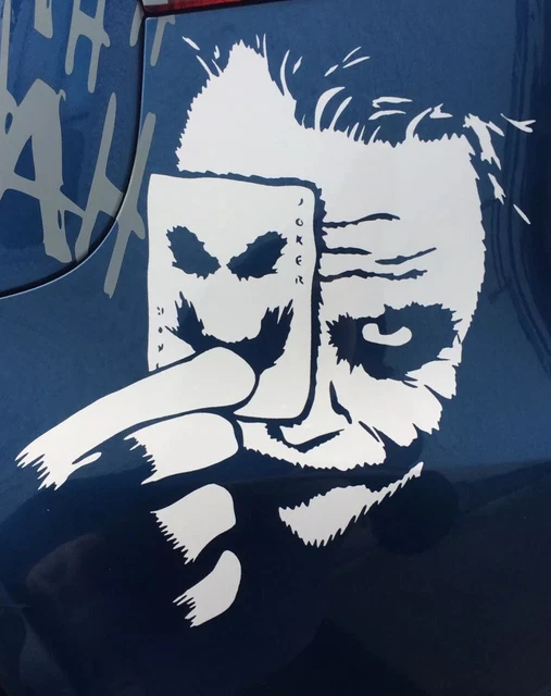 Joker Face Stickers Decals – 160x140mm – Gloss White, Red, Green – For Car, Bike, Van