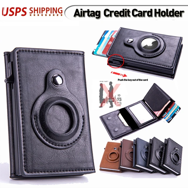 Airtag Wallet Case Leather Credit Card Holder Air Tag Money Holder Slim Cover