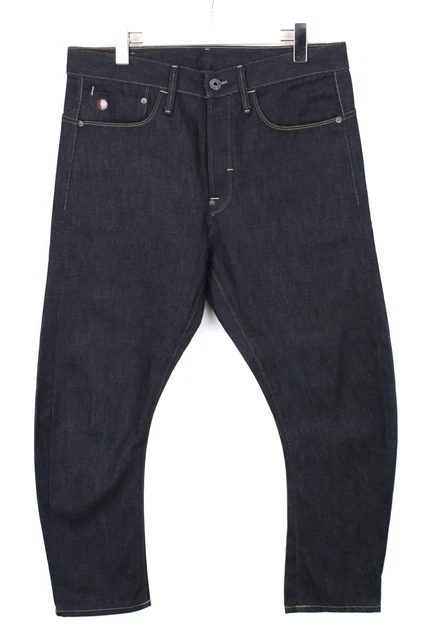 G-Star Type C 3D Loose Tapered Jeans Uomo W33/L30 Sfumato Effetto Bottoni Scuro