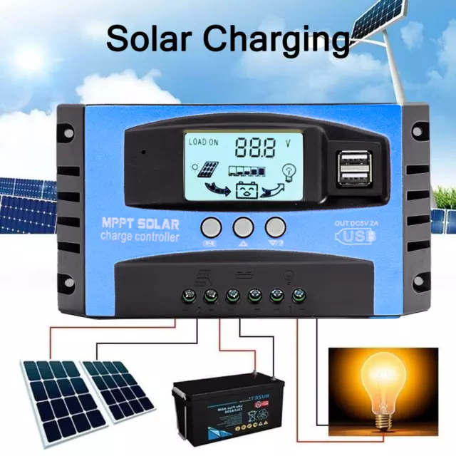 30/40/50/100A AMP MPPT/PWM Solar Panel Regulator Charge Controller 12V/24V LCD