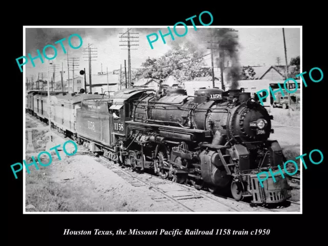 OLD HISTORIC PHOTO HOUSTON TEXAS THE MISSOURI PACIFIC RAILROAD 1158 TRAIN c1950