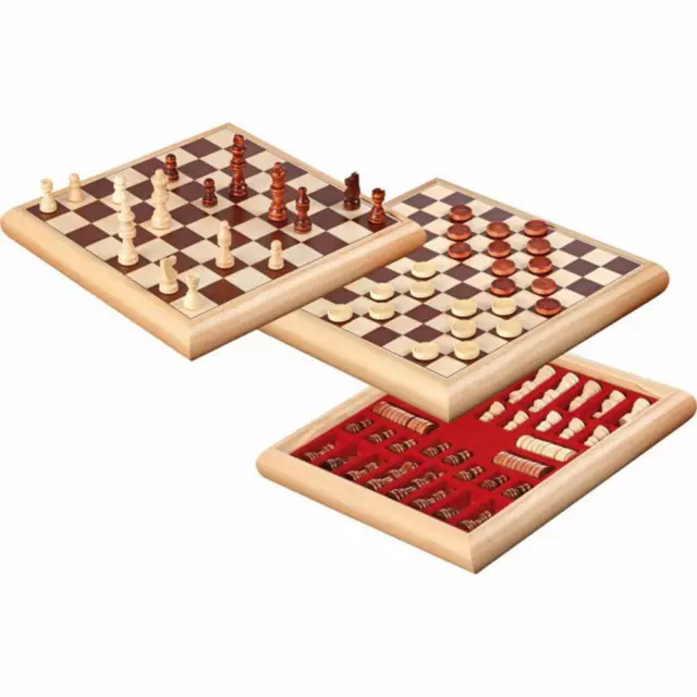 Philos Jeu de dames aux échecs Boîte en bois 32 x 32 cm