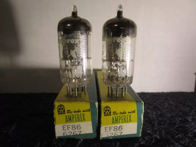 (2) Mint Matched NOS NIB Rare D Getter Amperex EF86/6267 Mic  Audio Tubes