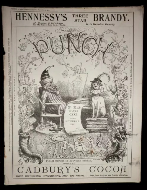 PUNCH MAGAZINE (November 6th 1901) Victorian Humorous Periodical, Original Wraps