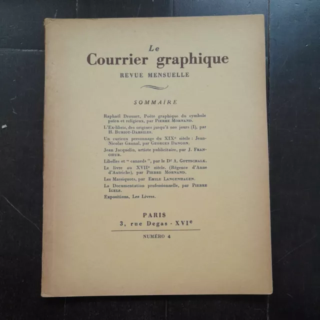 Le Courrier Graphique Revue Des Arts Graphiques N° 4 1937