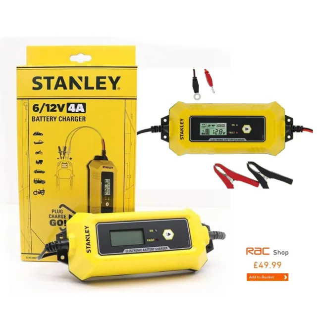 STANLEY Car Battery Charger 12V 6V 4A Fast Automatic Smart Pulse Repair AGM GEL