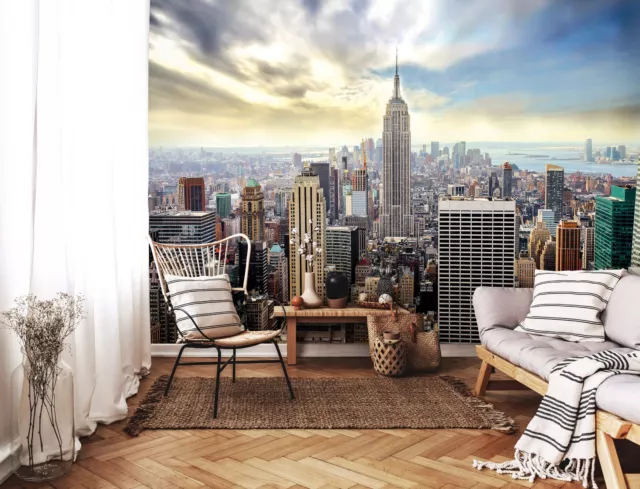 312x219 cm bedroom photo wallpaper New York City Skyline + Adhesive Wall mural