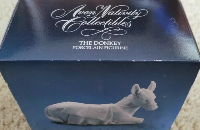 AVON NATIVITY COLLECTIBLES THE DONKEY White Porcelain Bisque Figurine ...