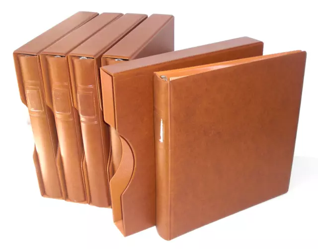 (81) 5x LINDNER RINGBINDER 1102y + SCHUBER 814 BRAUN ALS SET SEHR GUT