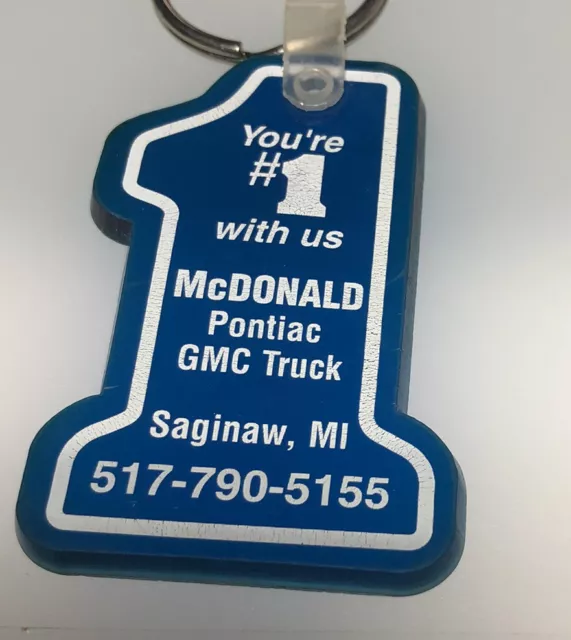 Saginaw MI McDonald Pontiac Auto Car Truck Dealer Michigan Keychain Key Ring