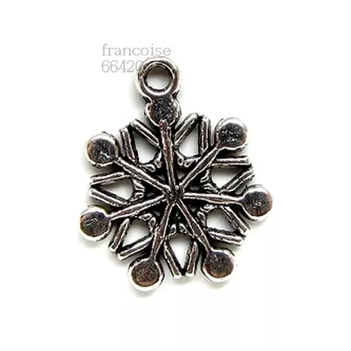 3 pcs BRELOQUES CHARMS PERLES / FLOCON DE NEIGE / CREATION BIJOUX BRACELET #B517