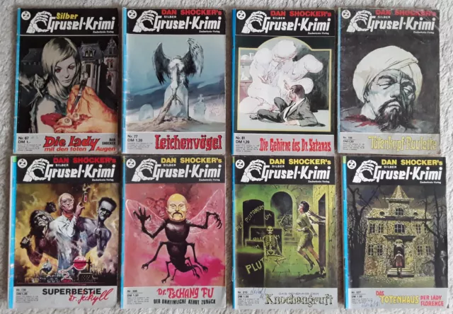 8 x Silber Grusel-Krimi " von Dan Shocker Nr. 67, 77, 81, 106, 130, 306,315, 327