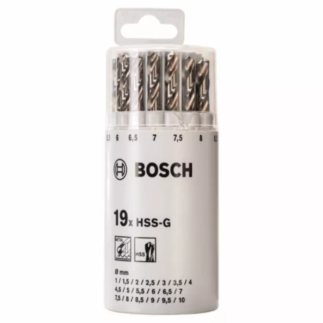 BOSCH 1-10 mm, Kunststoffrunddose, 19-teilig