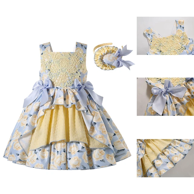 Flower Girl Spanish Dresses Bows Layered Party Prom 2-3 4-5 6-7 8-9 11-12 Years