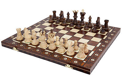 Sehr edles Schach Asy Ace Schachspiel Schachbrett 42 x 42 cm Holz Handarbeit Neu 