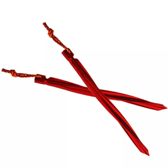 6 STÜCKE 25 cm Zelt Stakes Form Zelt Heringe mit Reflektierende Pull Cords (rot)