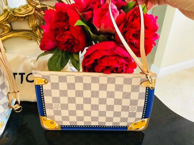 ST BARTH LOUIS Vuitton PORTO CERVO Damier Azur NEVERFULL CLUTCH POCHETTE  Pouch EUR 596,25 - PicClick FR