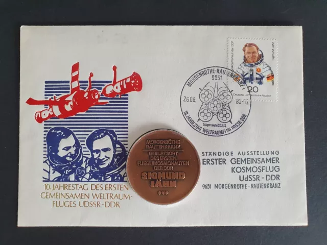 Numisbrief Gemeinsamer Weltraumflug DDR UDSSR Kosmonaut Sigmund Jähn Medaille