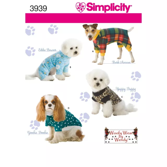 SIMPLICITY 3939 DOG COATS Sewing Pattern Sizes S-M-L FOR SMALLER DOGS