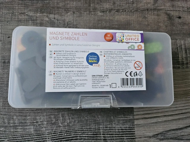 United Office Set 90 Magneti Numeri E Simboli Matematici Per Bambini, In Scatola Plastica, Per Lavagne E Frigorifero - 2