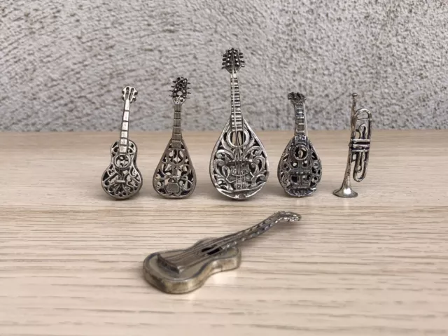 Miniature microfusioni stumenti musicali in argento 800 vintage