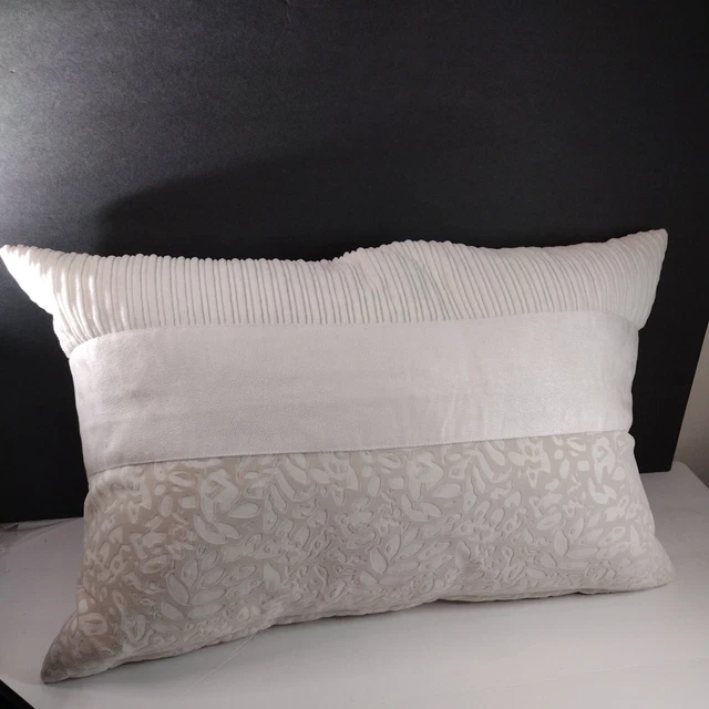 IKEA OFELIA BLAD 16" x 24" Pillow Cover Case White Velvet on feather