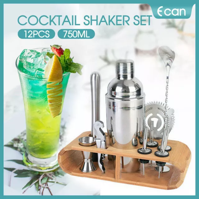 12Pcs Cocktail Shaker Set Mixer Martini Strainer Bartender Kit Spirits Maker Bar