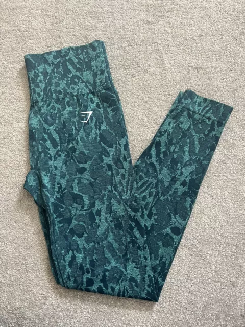 GYMSHARK ADAPT ANIMAL Seamless Leggings Butterfly Teal Size Small