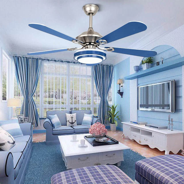 52" 5 Reversible Blades Ceiling Fan Light w/ 3 Colors LED Light & Remote Control